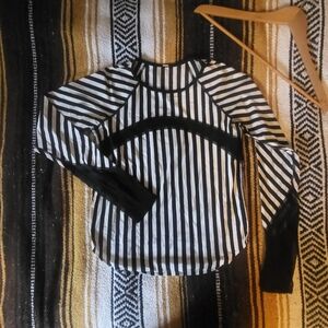 lululemon athletica Black and White Striped Long Sleeve Top